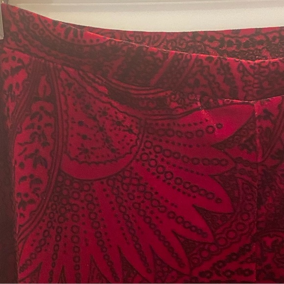 Vintage Kathie Lee Red Black Velvet Velour Maxi Skirt Cowl Neck Top L Holiday - Picture 6 of 11